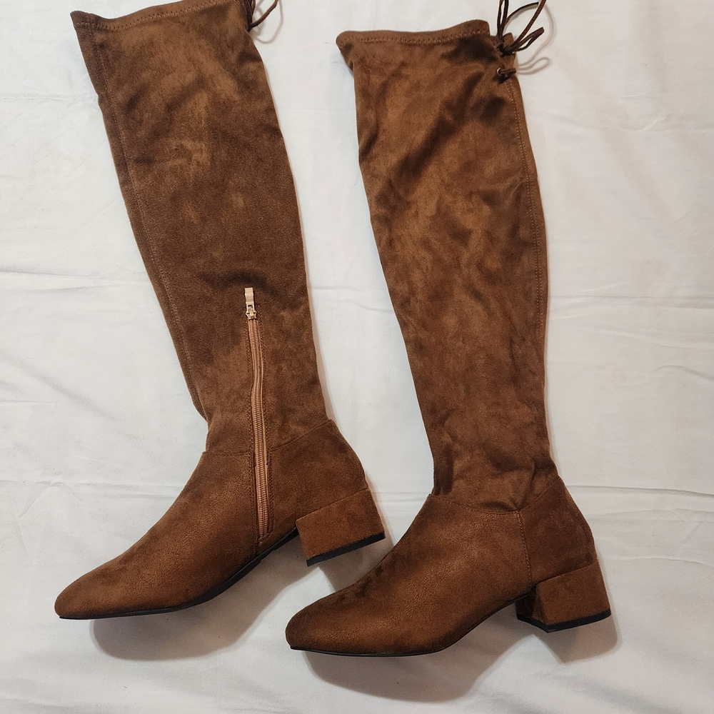 Brown Suede Over the Knee Boots Size 8